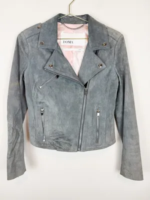 Doma Gray Suede Moto Jacket Size Small thumbnail 4