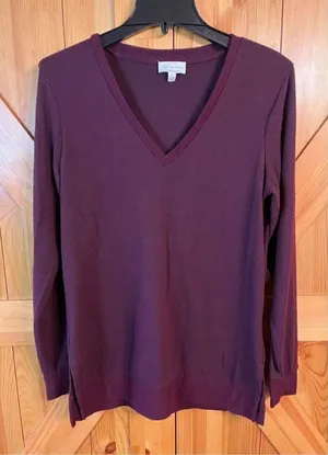 Lucky Brand Women's Small Maroon light weight long sleeve sweater (2544) thumbnail 1