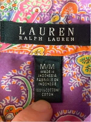 Lauren Ralph Lauren Paisley Button Down Shirt, Size M, Purple/Orange thumbnail 2