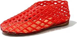 BRAND NEW ~ Red Jelly Mesh Flats Sandals Summer Beach Sandals ~ Women's 9 1/2 thumbnail 1