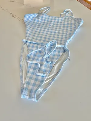 Frankies Bikinis Croft One-Piece Bluebell Blue Gingham - Size XL - Like New thumbnail 3