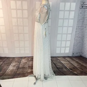 Sue Wong NWT white beaded pleated white lace formal gown size 0 thumbnail 8