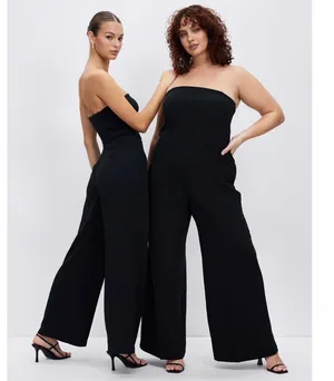 Abercrombie & Fitch Premium Crepe Jumpsuit Black thumbnail 3