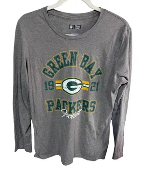 NFL Team Apparel Green Bay Packers Football Long Sleeve Graphic NFL Tee XL Gray thumbnail 1