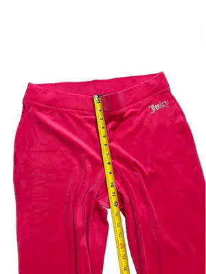 Vintage Y2K Juicy Couture Pink Velour Flare Pants Large Rhinestone Logo thumbnail 3