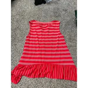 Ava James red striped peplum sleeveless tank top L thumbnail 9