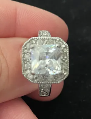 White Gold Engagement Ring Silver thumbnail 4