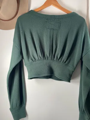 We The Free Free People- All Nighter Thermal Cropped Top - Pine Green thumbnail 2
