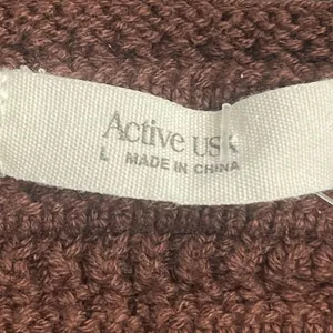 Active USA Cropped Knit Front Tie Knot Top Scallop Trim SZ L Boho Y2K Coachella thumbnail 3