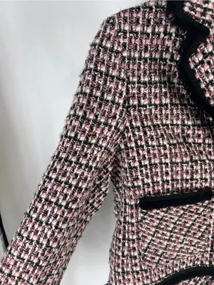 Helene Berman Pink and Black Bouclé Tweed Jacket thumbnail 7