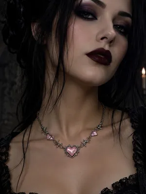 Creative Pink Heart Barbed Wire Silver Plated Choker‎ Length Necklace Soft Goth thumbnail 1