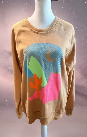 Alternative Sweatshirt Womens M Beige Desert Landscape Graphic Crewneck thumbnail 1