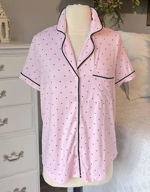 Pink Polka Dot Pajama Top Size M thumbnail 3