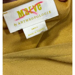 Maeve Anthropologie Mustard Goldie‎ Tiered Tunic Top Tie Neck Back Sz S thumbnail 6