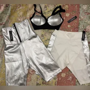 Secndnture Leset Silver and White Athletic Shorts Set thumbnail 1