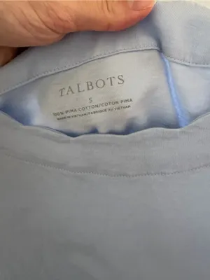 Talbots Light Blue Pima Cotton Tee Size Small STAIN thumbnail 6