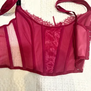 Victoria's Secret small Dream Angels faux lace up velvet corset BC 3186 thumbnail 5