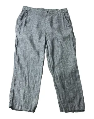 Two by Vince Camuto Grey 100% Linen Women Crop Pants size Small Pullon thumbnail 1