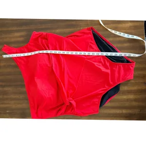 Coastal‎ Blue Womens 3X Red One Shoulder Side Tie Ruched One Piece Swimsuit thumbnail 10