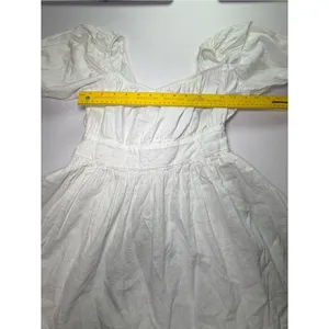 SheIn White Babydoll Mini Dress Puff Sleeve Cottagecore Milkmaid Size Medium thumbnail 2