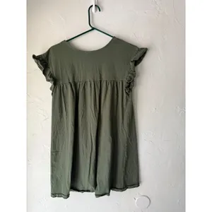 ASOS Olive Green Oversized‎ Small Top Flutter Ruffle Sleeve V Neck Babydoll thumbnail 8