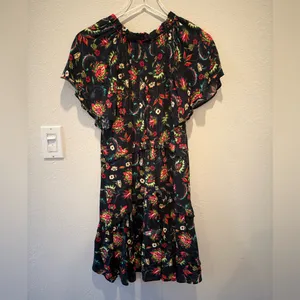 ANTHROPOLOGIE Robin Tiered‎ Mini Dress in Black Floral thumbnail 4