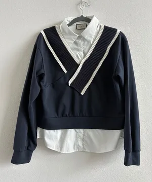 Coco amoni sweater shirt top Navy Blue Size Small Size M thumbnail 1