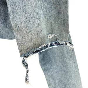 White Fox Small Blue Acid Wash Crossover Waist Straight Leg Jeans STAINED thumbnail 6