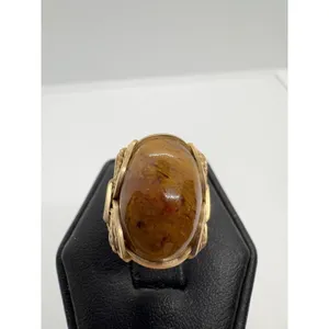 Source Unknown Vintage Gold-Filled‎ Wire Wrapped Agate Ring  Size 3.25 Handmade Artisan Setting thumbnail 5