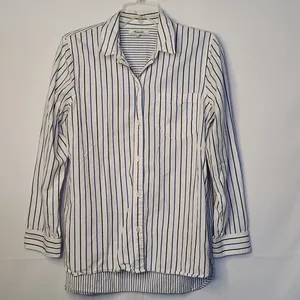 Madewell Ex Boyfriend Classic Alyssa Stripe button down collared shirt sz Med thumbnail 2