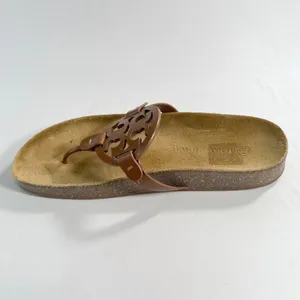 Tory Burch Miller Cloud Women 9.5 Bourbon Miele Leather Double T Logo Sandal thumbnail 5