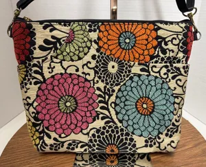 Danny K of Beverly Hills Large Zipper Dahlia Floral Tapestry Crossbody Purse thumbnail 1