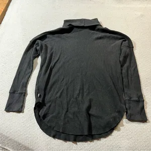 TNA Aritzia Black Turtleneck Waffle Knit Thermal Cotton Blend Long Sleeve Top M thumbnail 6