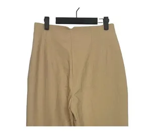 Zara High Rise Tapered Trousers Pleated Slash Pockets L Cream #1942 thumbnail 7