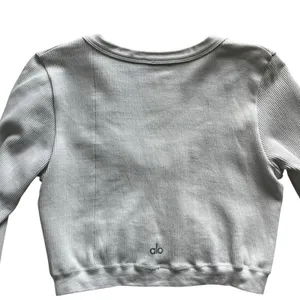 ALO Yoga Seamless Ribbed Cropped Serene Long Sleeve White Size Large thumbnail 5