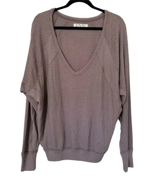 Free People Santa Clara Thermal Waffle Knit Long Sleeve Womens Small thumbnail 3