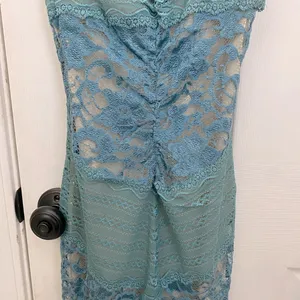 True Meaning Nude and Blue Lace Spaghetti Strap Dress thumbnail 3