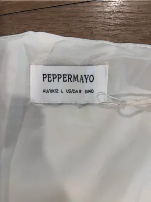 NWT Peppermayo Cream Halter Mini Dress with Ruffle Hem, 8 thumbnail 9