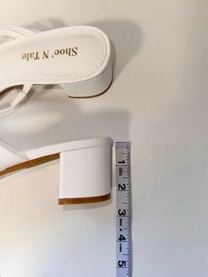 Shoe’N Tale White Strappy Chunky Block Sandals Heels Bridal Wedding New thumbnail 5