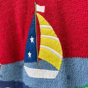 Vintage 90s Quacker Factory Summer Lighthouse Duck Short Sleeve Tunic Sweater XS thumbnail 5