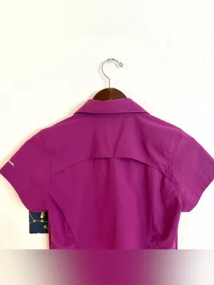Columbia Women’s Shirt Purple Button Up Omni Shield Short Sleeve Size Small thumbnail 4