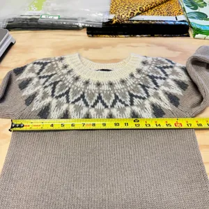 Ann Taylor Fair Isle Wool Mohair Blend Sweater Camel Grey White Small‎ thumbnail 11