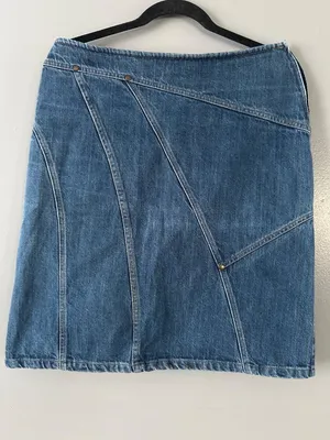 Womens size 8 Sisley Denim Skirt Vintage Y2K Asymmetrical Paneled Made Italy thumbnail 1