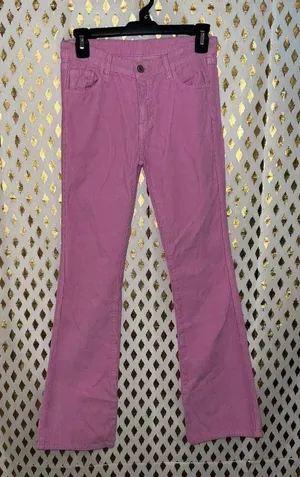 J Galt brandy Melville Pink flared leg corduroy pants jeans size S thumbnail 1