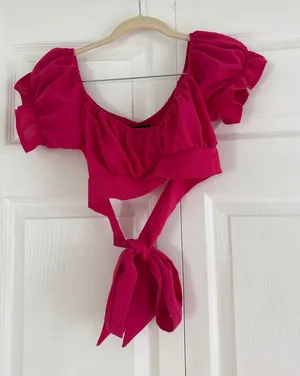 Shein Pink Top Tie Back Crop thumbnail 1
