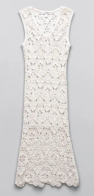 House of Harlow 1960 Ivory Crochet Floral Maxi Dress Sleeveless V-Neck Small thumbnail 1