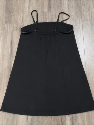 Athleta Black Spaghetti Strap Built In Bra Mini Dress Size Small LBD Classic thumbnail 2