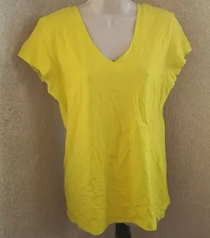 Lole yellow UPF 50+ stretch vneck shore shirt sz L thumbnail 1