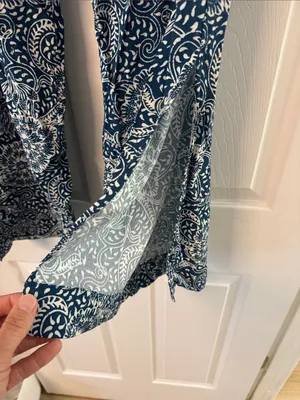 Maeve Navy and White Paisley Wide-Leg Pants thumbnail 2