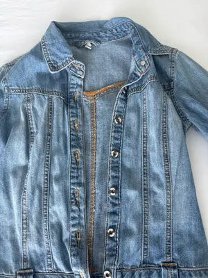Joie Blue vintage denim dress with gold stitching and button-up front thumbnail 2